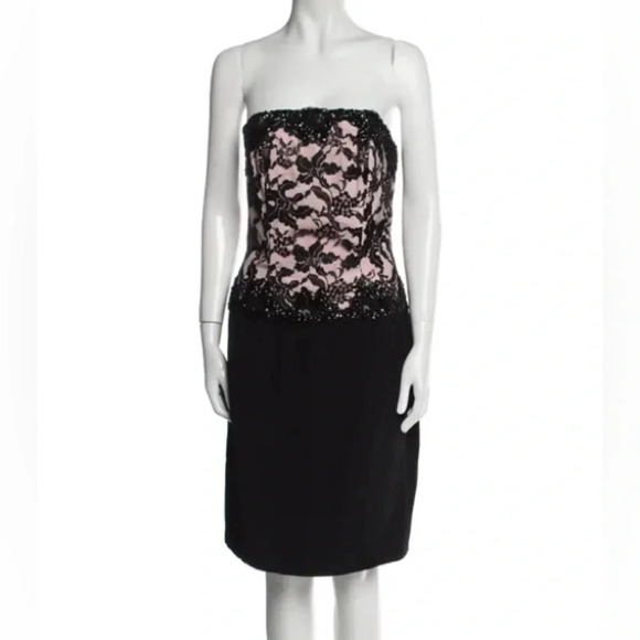 Lian Carlo Nude and Lace Strapless Dress Women Size 10 - Picture 2 of 8